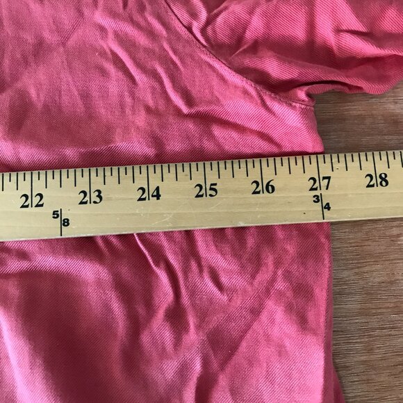 Caribbean Shirt Men 2X Coral Pink Striped Silk Cotton Button Up Short Sleeve - Picture 8 of 11